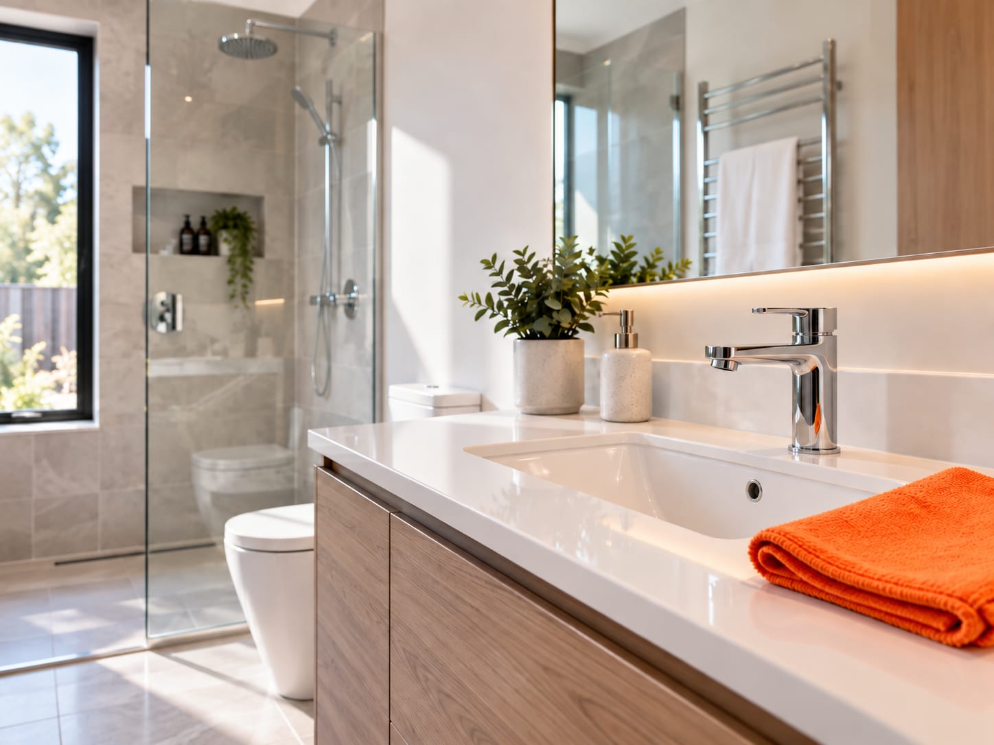 A clean, newly fitted bathroom