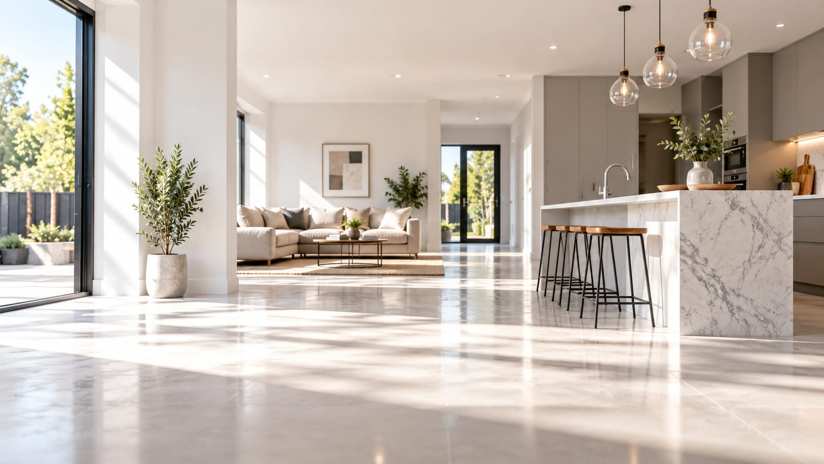 A finished new-build living area