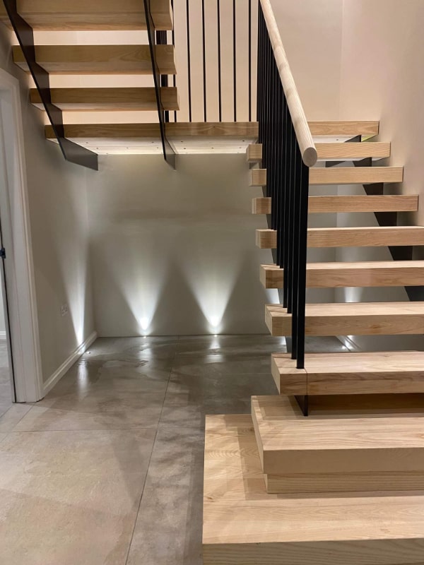 A clean open-tread staircase